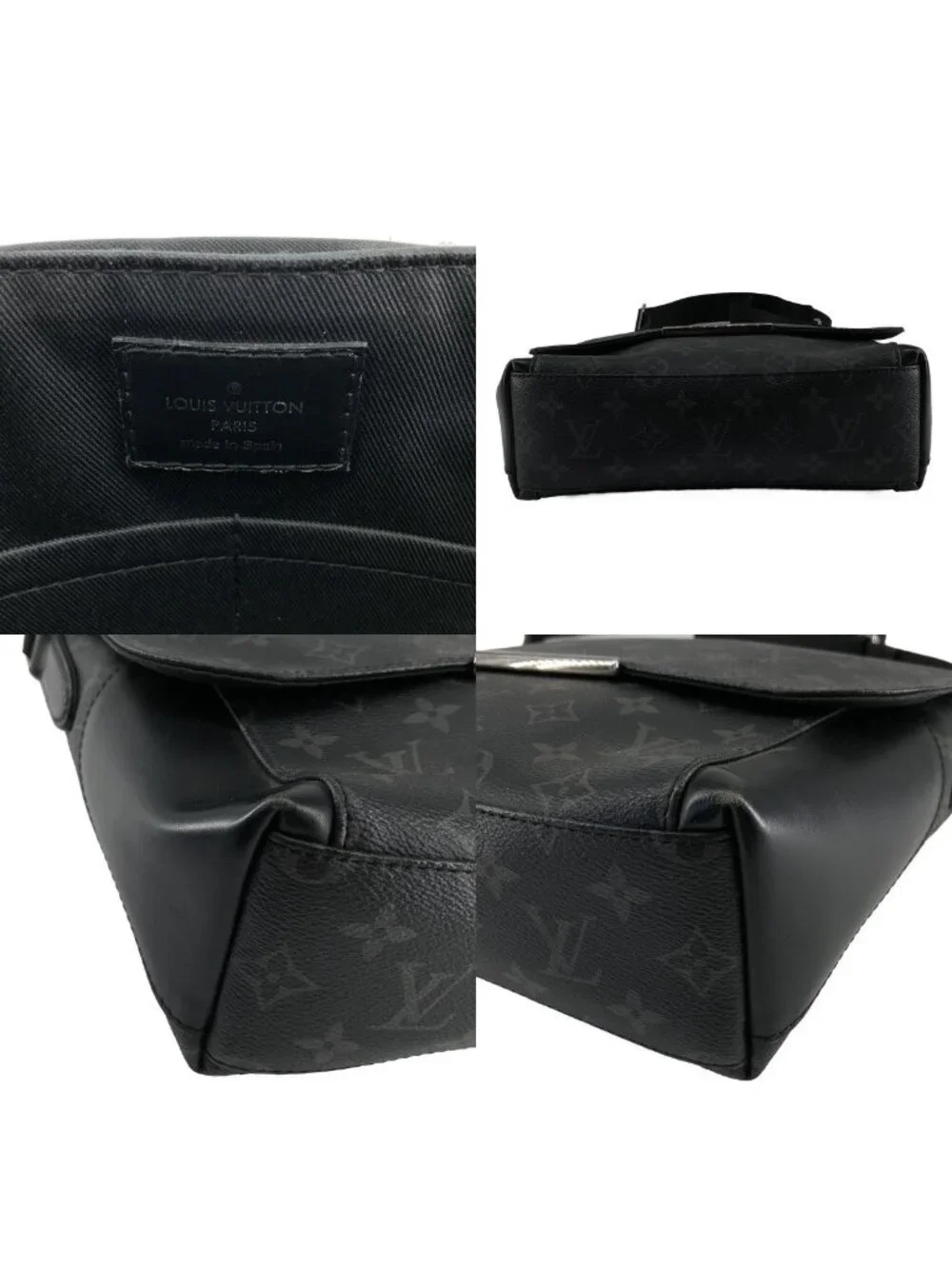 Louis Vuitton Monogram Eclipse Messenger PM Shoulder Bag Black